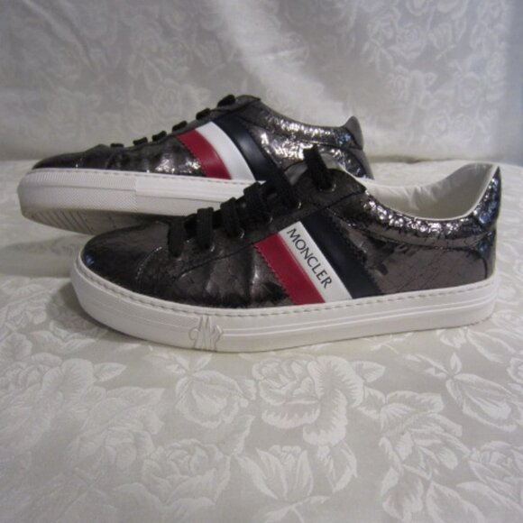 Moncler crackle metallic Monaco-style sneakers - Picture 2 of 13